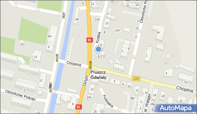 Pruszcz Gdański, Krótka, 2, mapa Pruszcz Gdański