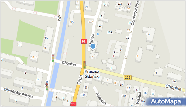 Pruszcz Gdański, Krótka, 4, mapa Pruszcz Gdański