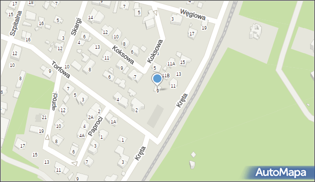 Pruszków, Kręta, 9, mapa Pruszków