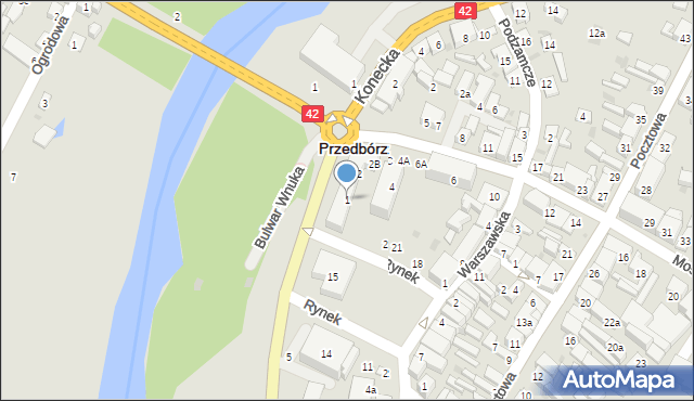 Przedbórz, Krakowska, 1, mapa Przedbórz