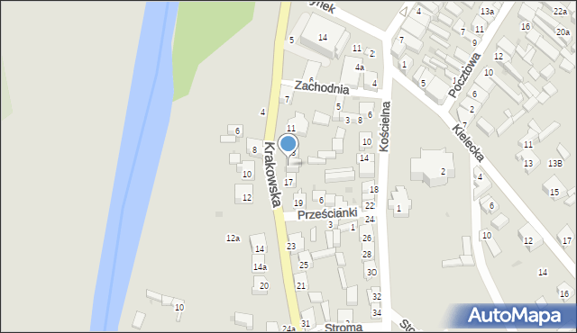 Przedbórz, Krakowska, 15, mapa Przedbórz