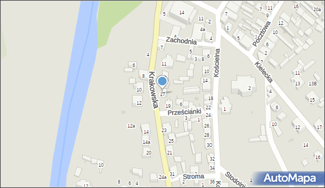 Przedbórz, Krakowska, 17, mapa Przedbórz