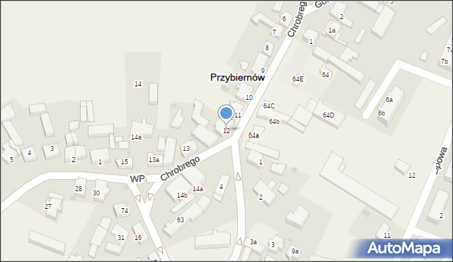 Przybiernów, Króla Bolesława Chrobrego, 12, mapa Przybiernów