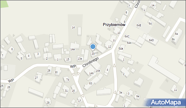 Przybiernów, Króla Bolesława Chrobrego, 13, mapa Przybiernów