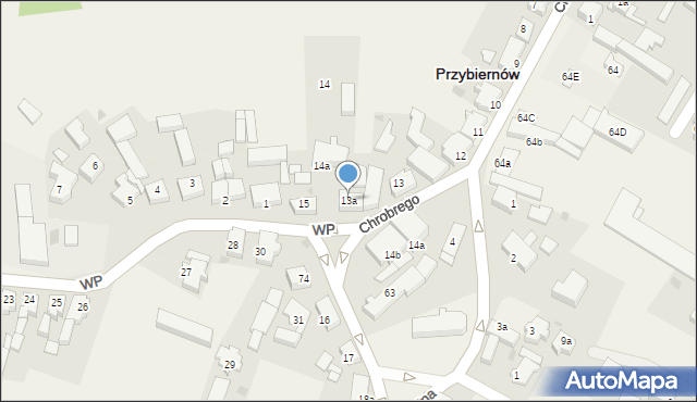 Przybiernów, Króla Bolesława Chrobrego, 13a, mapa Przybiernów