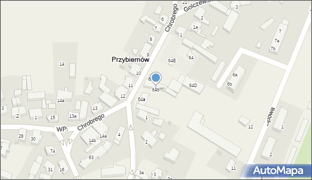 Przybiernów, Króla Bolesława Chrobrego, 64b, mapa Przybiernów