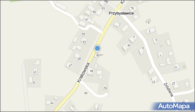 Przybysławice, Krakowska, 70, mapa Przybysławice