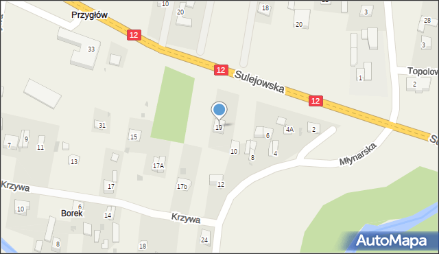 Przygłów, Krzywa, 19, mapa Przygłów