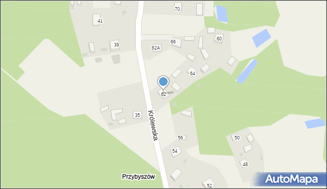 Przyszów, Królewska, 62, mapa Przyszów