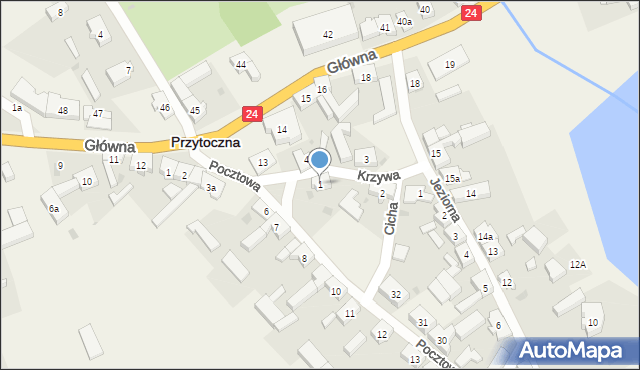 Przytoczna, Krzywa, 1, mapa Przytoczna