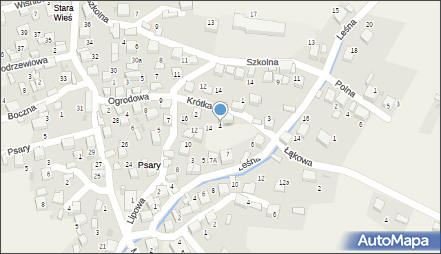 Psary, Krótka, 4, mapa Psary