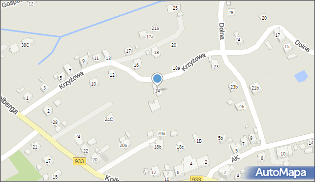 Pszów, Krzyżowa, 14, mapa Pszów