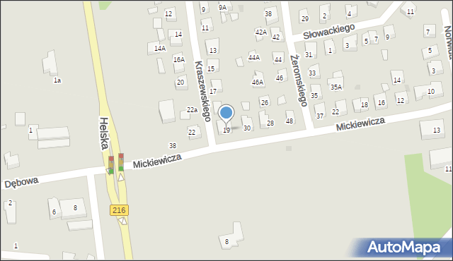 Puck, Kraszewskiego, 19, mapa Puck