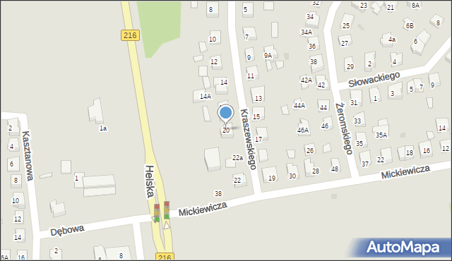 Puck, Kraszewskiego, 20, mapa Puck