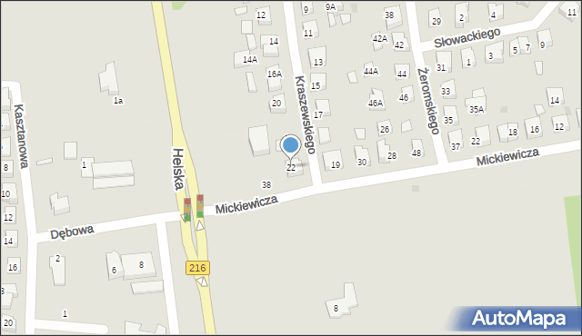 Puck, Kraszewskiego, 22, mapa Puck