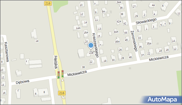 Puck, Kraszewskiego, 22a, mapa Puck