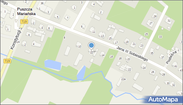 Puszcza Mariańska, Króla Jana III Sobieskiego, 12, mapa Puszcza Mariańska