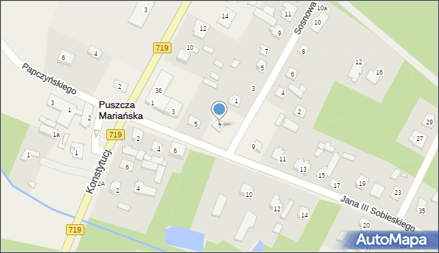 Puszcza Mariańska, Króla Jana III Sobieskiego, 7, mapa Puszcza Mariańska