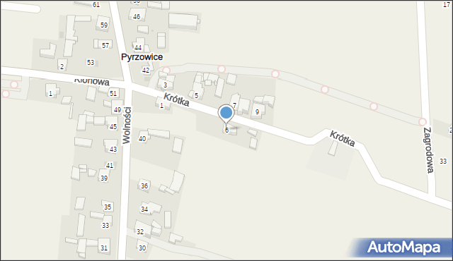 Pyrzowice, Krótka, 6, mapa Pyrzowice