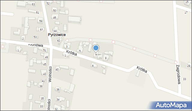 Pyrzowice, Krótka, 7, mapa Pyrzowice