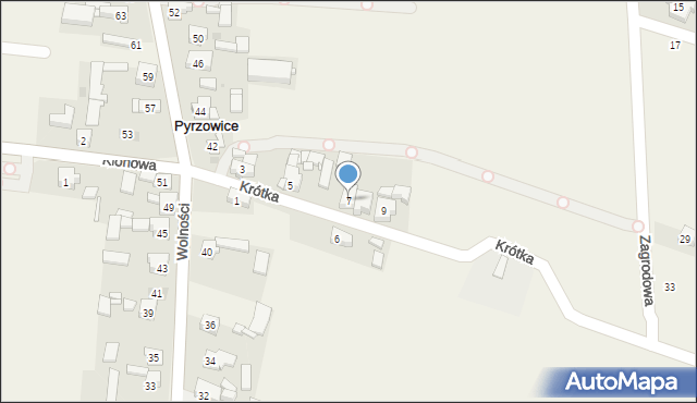 Pyrzowice, Krótka, 7, mapa Pyrzowice