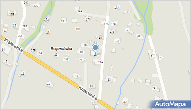 Rabka-Zdrój, Krakowska, 19A, mapa Rabka-Zdrój