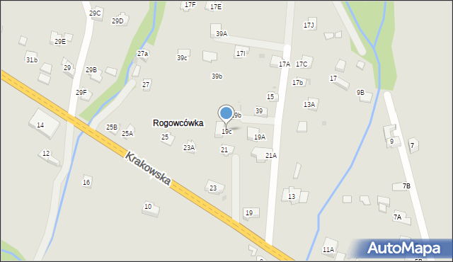 Rabka-Zdrój, Krakowska, 19c, mapa Rabka-Zdrój