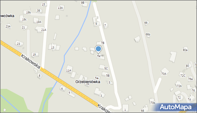 Rabka-Zdrój, Krakowska, 7A, mapa Rabka-Zdrój