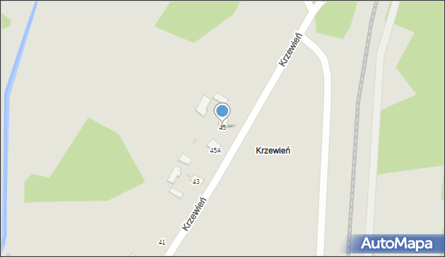 Radom, Krzewień, 45, mapa Radomia