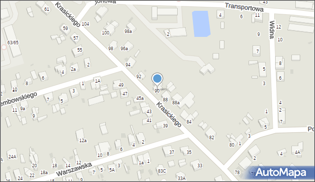 Radomsko, Krasickiego Ignacego, bp., 90, mapa Radomsko