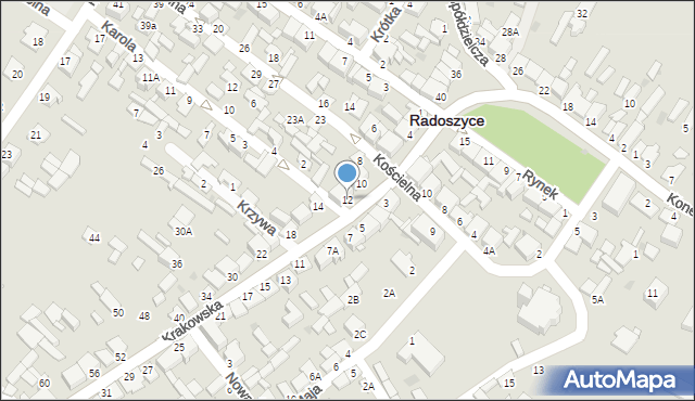 Radoszyce, Krakowska, 12, mapa Radoszyce