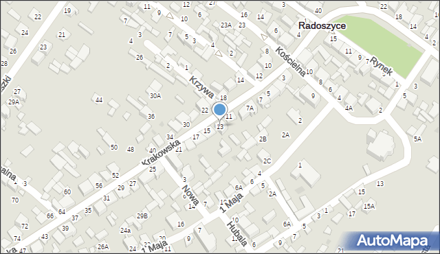 Radoszyce, Krakowska, 13, mapa Radoszyce