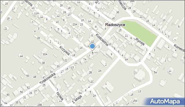 Radoszyce, Krakowska, 5, mapa Radoszyce