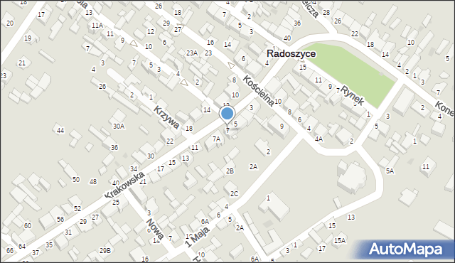 Radoszyce, Krakowska, 7, mapa Radoszyce