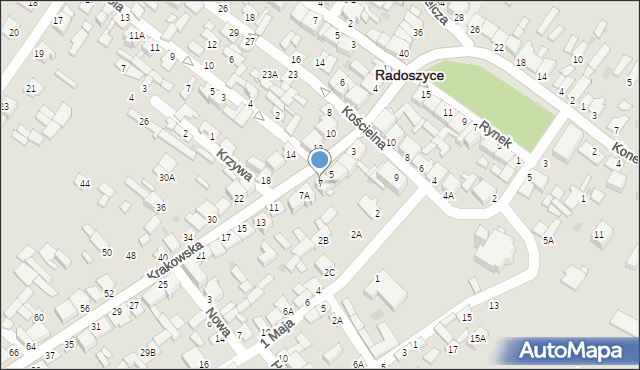 Radoszyce, Krakowska, 7, mapa Radoszyce