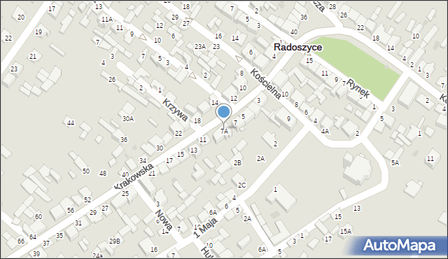 Radoszyce, Krakowska, 7A, mapa Radoszyce