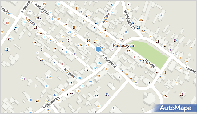 Radoszyce, Krakowska, 8, mapa Radoszyce