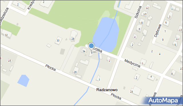 Radzanowo, Krótka, 3, mapa Radzanowo