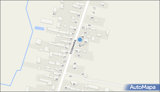 Radziechowice Drugie, Królewska, 54, mapa Radziechowice Drugie