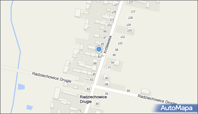 Radziechowice Drugie, Królewska, 91, mapa Radziechowice Drugie