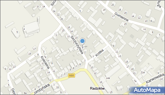 Radziłów, Krótka, 4, mapa Radziłów