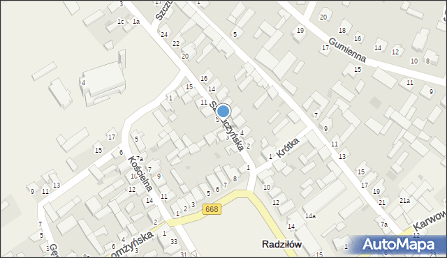 Radziłów, Krótka, 5, mapa Radziłów