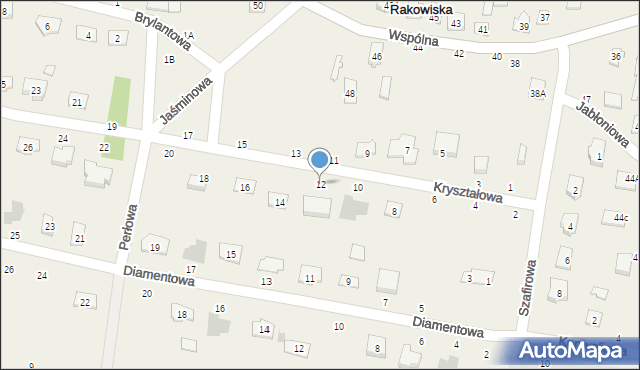 Rakowiska, Kryształowa, 12, mapa Rakowiska