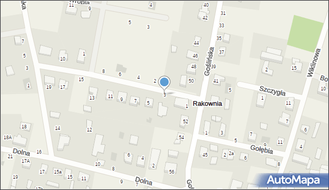 Rakownia, Krucza, 3, mapa Rakownia