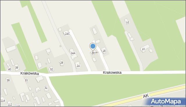 Raniżów, Krakowska, 20, mapa Raniżów