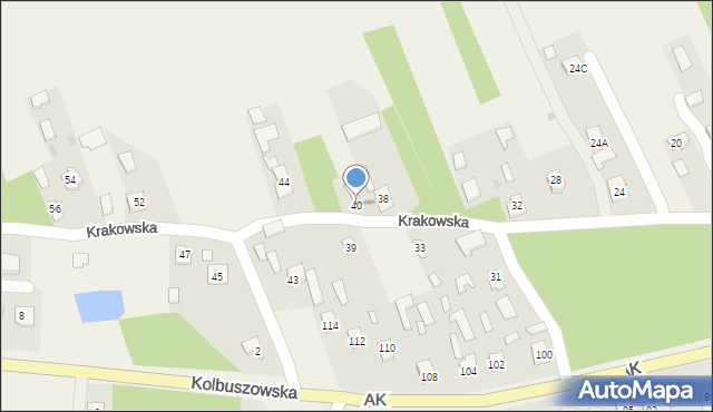 Raniżów, Krakowska, 40, mapa Raniżów