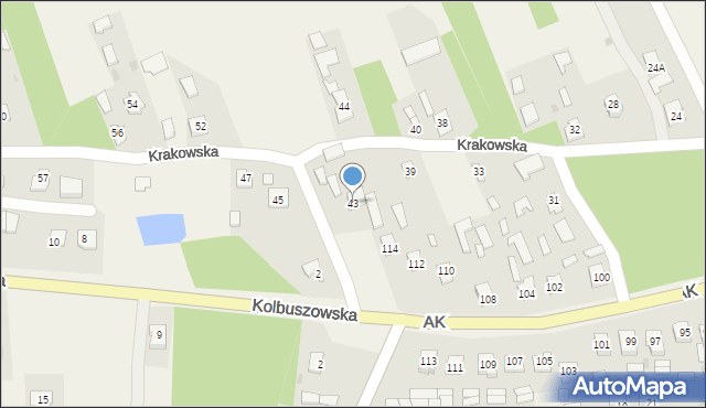 Raniżów, Krakowska, 43, mapa Raniżów