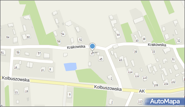 Raniżów, Krakowska, 47, mapa Raniżów