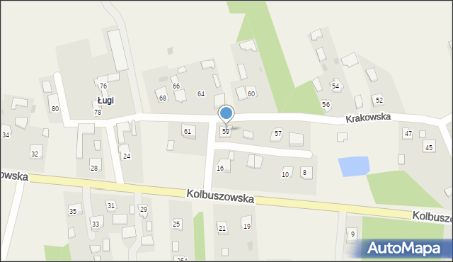 Raniżów, Krakowska, 59, mapa Raniżów