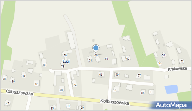Raniżów, Krakowska, 66, mapa Raniżów
